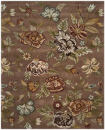 SAFAVIEH Blossom Collection 8' x 10' Brown/Multi BLM920A Handmade Floral Premium Wool Area Rug