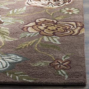 SAFAVIEH Blossom Collection 8' x 10' Brown/Multi BLM920A Handmade Floral Premium Wool Area Rug