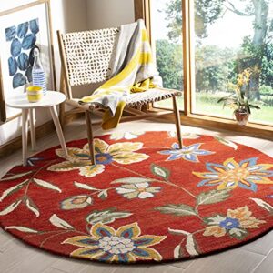 safavieh blossom collection 6' round rust / multi blm673a handmade premium wool area rug
