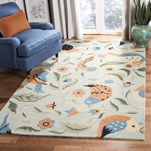 safavieh blossom collection 4' x 6' sage / multi blm676a handmade premium wool area rug
