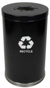 witt industries 18rtbk-1h steel 35-gallon 1 opening recycling container with 1 plastic liner, legend "recycle", round, 18" diameter x 33" height, black