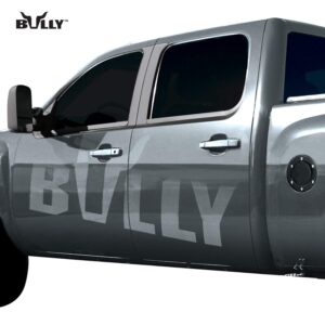 Bully BBS-2302 Black Bull Series Stainless Steel Universal Fit Truck Stick On Gas Door Cover for Trucks from Chevy (Chevrolet), Ford, Toyota, GMC, Dodge RAM, Jeep