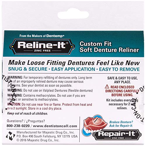 Reline-It Advanced Denture Reliner Kit for Both Upper & Lower Dentures, Easy Application, 2 Soft Relines