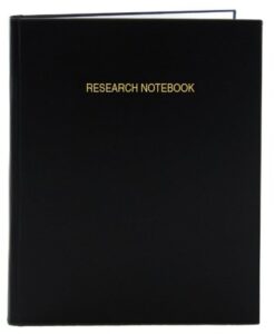 bookfactory black research notebook - 96 pages (.25" grid format), 8 7/8" x 11 1/4", black cover, smyth sewn hardbound (lirpe-096-lgr-a-lkt6)