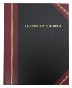 bookfactory lab notebook/laboratory notebook - professional grade - 96 pages, 8" x 10" (ruled format) black and burgundy imitation leather cover, smyth sewn hardbound student (lru-096-srs-a-lkmst1)
