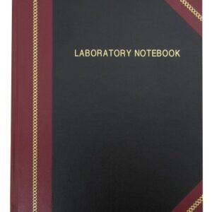 BookFactory Lab Notebook/Laboratory Notebook - Professional Grade - 96 Pages, 8" x 10" (Ruled Format) Black and Burgundy Imitation Leather Cover, Smyth Sewn Hardbound Student (LRU-096-SRS-A-LKMST1)