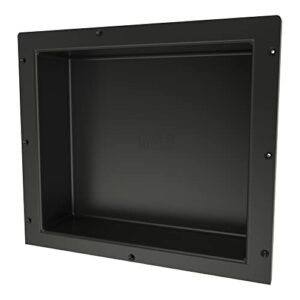 tile redi usa niche single recessed shower shelf – black, one inner shelf, 16-inch width x 14-inch height x 4-inch depth (620)
