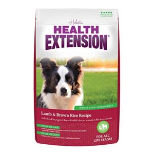 health extension dry dog food, natural food for all puppies & dogs with added vitamins & mineral, lamb & brown rice recipe (30 lb / 13.6 kg)