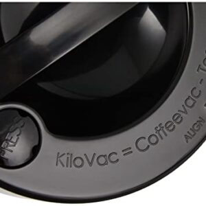 Kilovac - 8 oz to 2.5 lbs Airtight Multi-Use Vacuum Seal Portable Storage Container for Dry Goods, Food, and Herbs - Solid Black Body/Cap