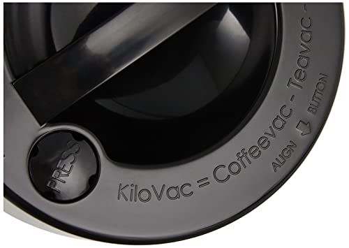 Kilovac - 8 oz to 2.5 lbs Airtight Multi-Use Vacuum Seal Portable Storage Container for Dry Goods, Food, and Herbs - Solid Black Body/Cap