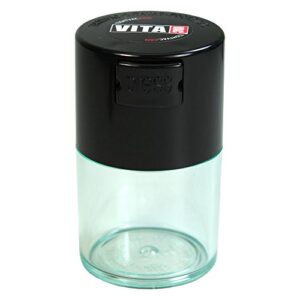 vitavac - 5g to 20 grams vacuum sealed container - black cap & clear body