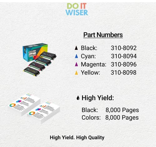 Do it Wiser Remanufactured Toner Cartridge Replacement for Dell 3110cn 3115cn 3110 3115 | 310-8094 - High Yield 8,000 Pages (Cyan)