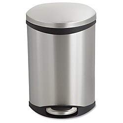 safco products 9901ss ellipse step-on waste receptacle, 3-gallon, stainless steel, round