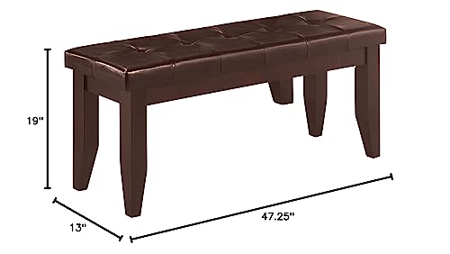 Coaster Furniture Dalila Transitional Upholstered Dining Bench Polyurethane Tufted Seat Cushion Black Faux Leather Cappuccino Brown 102723