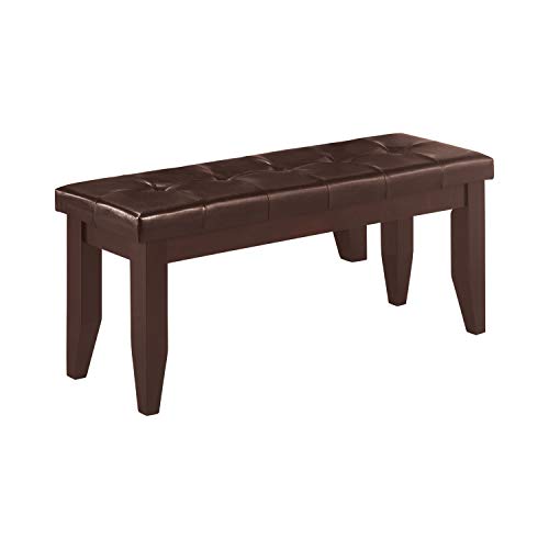 Coaster Furniture Dalila Transitional Upholstered Dining Bench Polyurethane Tufted Seat Cushion Black Faux Leather Cappuccino Brown 102723