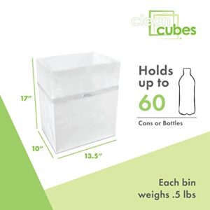 Clean Cubes 13 Gallon Trash Cans & Recycle Bins for Sanitary Garbage Disposal. Disposable Containers for Parties, Events, Recycling, and More. 3 Pack (White)