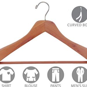 Deluxe Cedar Suit Hangers, 2 Inch Thick Hangers with Solid Wood Pant Bar, Box of 12 by The Great American Hanger Company