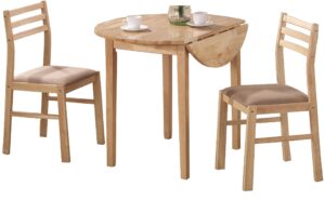 coaster 3-piece dining set with drop leaf beige and natural