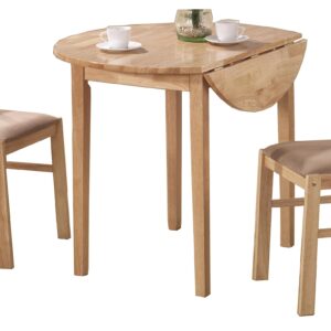 Coaster 3-Piece Dining Set with Drop Leaf Beige and Natural