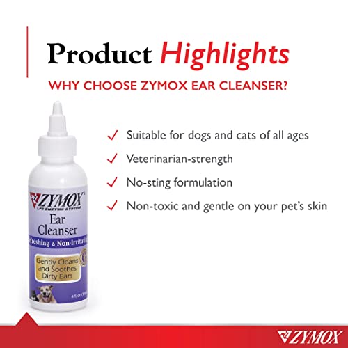 Zymox Ear Cleanser Solution for Dogs and Cats, 4oz