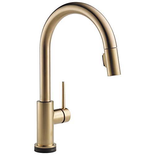 Delta Faucet Trinsic Gold Kitchen Faucet Touch, Touch Kitchen Faucets with Pull Down Sprayer, Kitchen Sink Faucet, Faucet for Kitchen Sink, Touch2O Technology, Champagne Bronze 9159T-CZ-DST