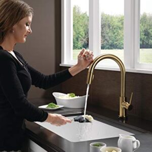 Delta Faucet Trinsic Gold Kitchen Faucet Touch, Touch Kitchen Faucets with Pull Down Sprayer, Kitchen Sink Faucet, Faucet for Kitchen Sink, Touch2O Technology, Champagne Bronze 9159T-CZ-DST