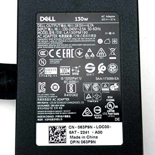 Dell 130-Watt 3-Prong AC Adapter with 6 ft Power Cord