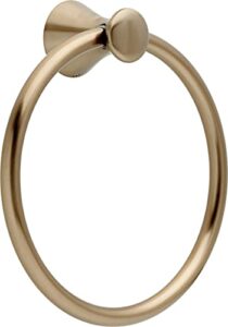 delta faucet 73846-cz lahara wall mounted towel ring in champagne bronze, bath accessories