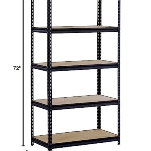 Edsal UR245L-BLK Maxi-Rack 5-Shelf Unit, 48" Width x 72" Height x 24" Depth