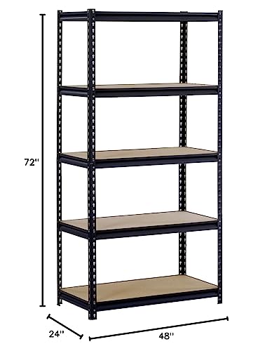 Edsal UR245L-BLK Maxi-Rack 5-Shelf Unit, 48" Width x 72" Height x 24" Depth