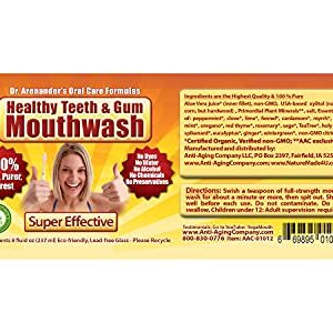 Gum Disease Help, Gum Recession Help -Organic MOUTHWASH -– 100% Pure & Healthy - Organic/nonGMO - Tooth Pain, Sensitivity, Bad Breath, Plaque, Lichen planus.