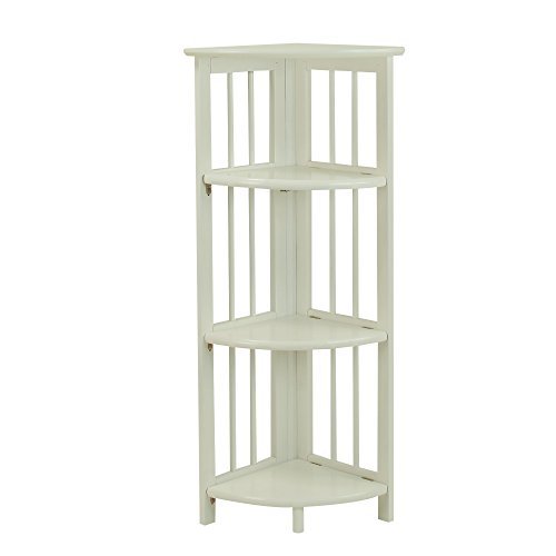 Casual Home 4-Shelf Corner Folding Bookcase, White