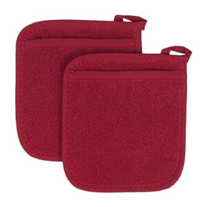 ritz premium terry pot holders & hot pads with pocket (2-pack), 8.5"x7.75", high heat resistance, 100% cotton, paprika red