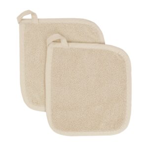 ritz premium terry pot holders & hot pads without pocket (2-pack), 8.5"x8.25", high heat resistance, 100% cotton, latte