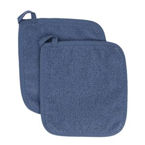 ritz premium terry pot holders & hot pads without pocket (2-pack), 8.5"x8.25", high heat resistance, 100% cotton, federal blue