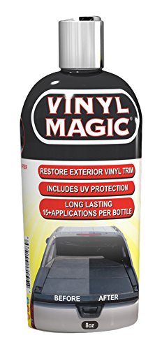 Vinyl Magic: Plastic and Trim Restorer, Dye-Free Formula Shines and Darkens Worn Out Plastic, Vinyl and Rubber Surfaces, Protects Cars from Rain, Salt and Dirt, Prevents Fading and Cracking