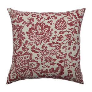pillow perfect paisley outdoor/indoor small throw pillow plush fill, weather, and fade resistant, small throw - 16.5" x 16.5" red/tan fairhaven,