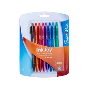 paper mate inkjoy 100rt ballpoint pen, retractable, fashion colors, 8-pack (1803476)