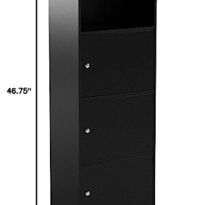 Convenience Concepts 3 Door Xtra Storage Cabinet with Shelf, Black