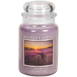 village candle lavender large glass apothecary jar scented candle, 21.25 oz, purple, 21 ounce