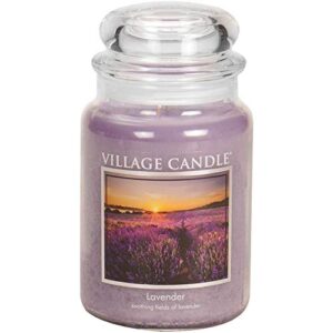 Village Candle Lavender Large Glass Apothecary Jar Scented Candle, 21.25 oz, Purple, 21 Ounce