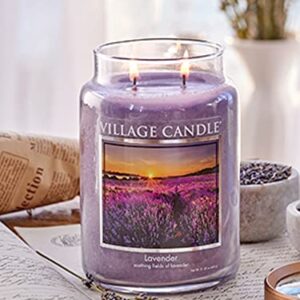 Village Candle Lavender Large Glass Apothecary Jar Scented Candle, 21.25 oz, Purple, 21 Ounce