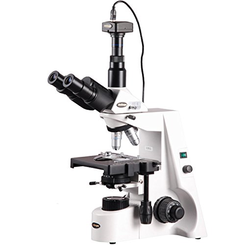 AmScope T690C-5M Digital Trinocular Compound Microscope, 40X-2500X Magnification, WH10x and WH25x Super-Widefield Eyepieces, Infinity Objectives, Brightfield, Kohler Condenser, Double-Layer Mechanical Stage, Includes 5MP Camera with Reduction Lens and Sof