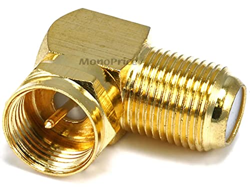Monoprice 106775 F Type Right Angle Female to Male Adapter, Gold Plated