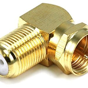Monoprice 106775 F Type Right Angle Female to Male Adapter, Gold Plated