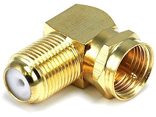 Monoprice 106775 F Type Right Angle Female to Male Adapter, Gold Plated