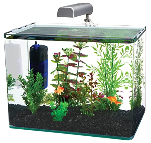 PENN-PLAX Water-World Radius Desktop Nano Aquarium Kit – Includes LED Light, Internal Filter, and Mat – Perfect for Shrimp and Small Fish – 5 Gallon Tank