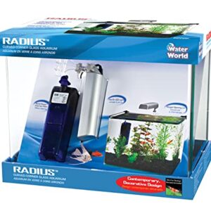 PENN-PLAX Water-World Radius Desktop Nano Aquarium Kit – Includes LED Light, Internal Filter, and Mat – Perfect for Shrimp and Small Fish – 5 Gallon Tank