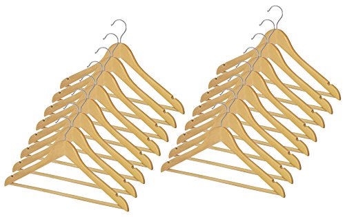 Whitmor GRADE A Natural Wood Suit Hangers (Set of 16)