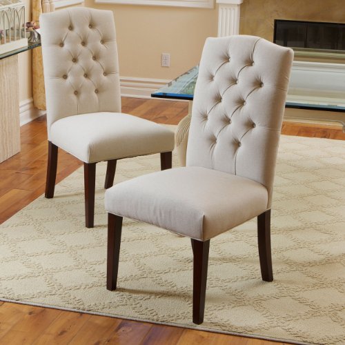 Christopher Knight Home Crown Fabric Dining Chairs, 2-Pcs Set, Off-White